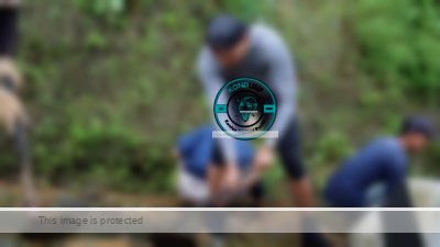 Kapolres Ciamis, AKBP Akmal, S.H., S.I.K., M.H., bersama rombongan Polres Ciamis menunjukkan kepedulian sosial saat membantu warga Desa Sukamaju, Kecamatan CihaurbeutiCihaurbeuti, membersihkan material longsor pada Senin (27/01/2025). Foto: Rifa'i