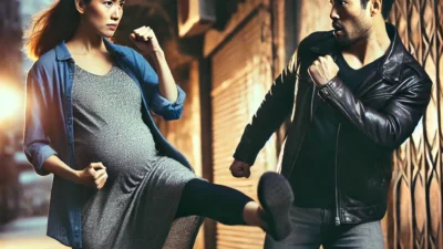 Ibu hamil tendang begal hingga K.O di Tasikmalaya. Gambar ilustrasi by: AI.