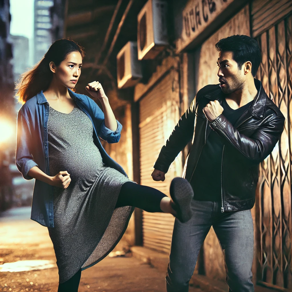 Ibu hamil tendang begal hingga K.O di Tasikmalaya. Gambar ilustrasi by: AI.