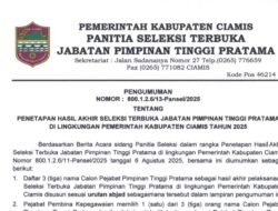 Hasil Seleksi Calon Pejabat Pimpinan Tinggi Pratama Ciamis 2025, Ini Daftarnya