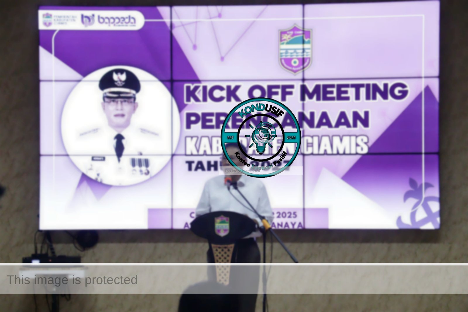 Bupati Ciamis, Herdiat Sunarya saat memberikan sambutan dalam acara Kick Off Meeting Perencanaan Kabupaten Ciamis Tahun 2027, (Foto: Istimewa)