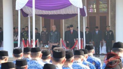 Bupati Ciamis, Herdiat Sunarya, menyampaikan sambutan saat upacara hari jadi Ciamis ke-384 di Pendopo Bupati, Kamis (11/6/2026). (Dok, foto: istimewa).
