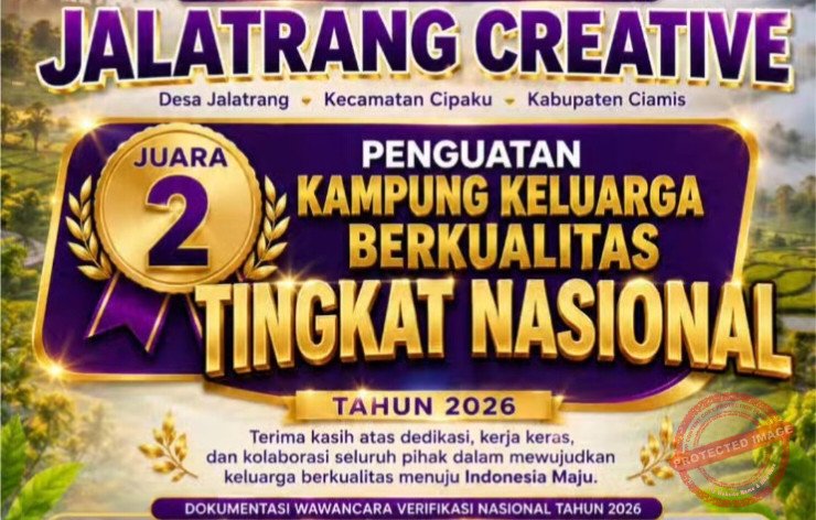 Kampung Keluarga Berkualitas Jalatrang Creative', yang terletak di Desa Jalatrang, Kecamatan Cipaku, Kabupaten Ciamis sukses menyabet Juara 2 dalam ajang Kampung Keluarga Berkualitas Tingkat Nasional tahun 2026. (Dok, Foto. Istimewa)