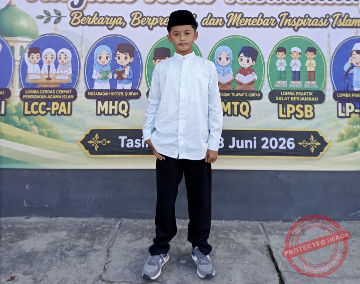 Alzio Abyastha siswa SD AT Taufik di Ajang MTQ Pentas PAI Tasikmalaya. (Dok, foto. Istimewa)