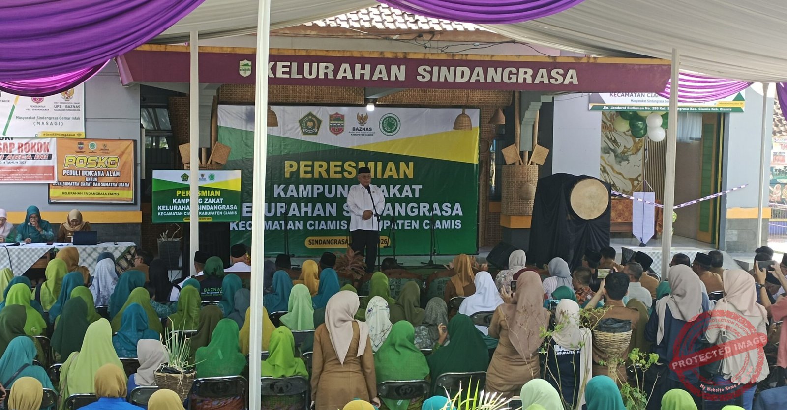 Ketua Baznas Ciamis, H. Lili Miftah saat sambutan di peresmian Kampung Zakat Sindangrasa. (Dok, foto. Kondusif.com)