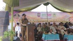 Bupati Ciamis, Herdiat Sunarya saat sambutan di acara HKP ke-54 tingkat Kabupaten Ciamis. (Dok, foto. Kondusif.com/fauza)