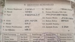 Pengumuman Kehilangan STNK Sepeda Motor Honda Beat Nomor Polisi Z 3730 VY