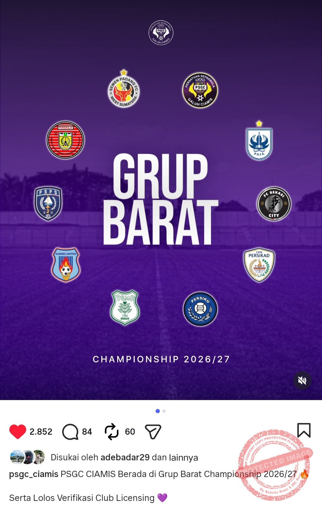Sumber foto. (Tangkapan layar instagram/@psgc_ciamis) 