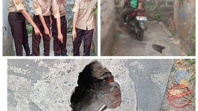 Gang Kotakulon 1 Kelurahan Ciamis, akses pelajar dan warga yang amblas. (Dok, foto. Kondusif.com)