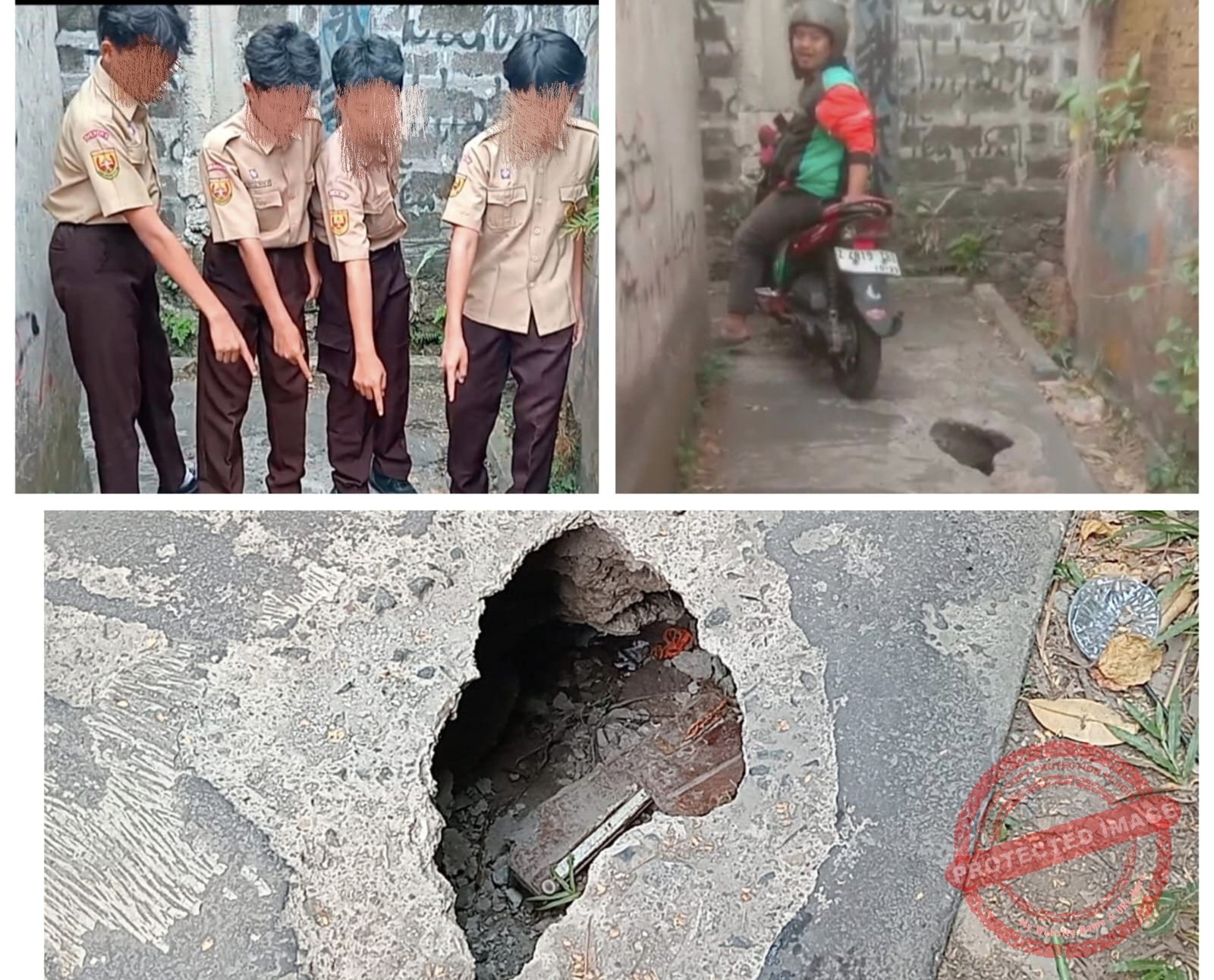 Gang Kotakulon 1 Kelurahan Ciamis, akses pelajar dan warga yang amblas. (Dok, foto. Kondusif.com)
