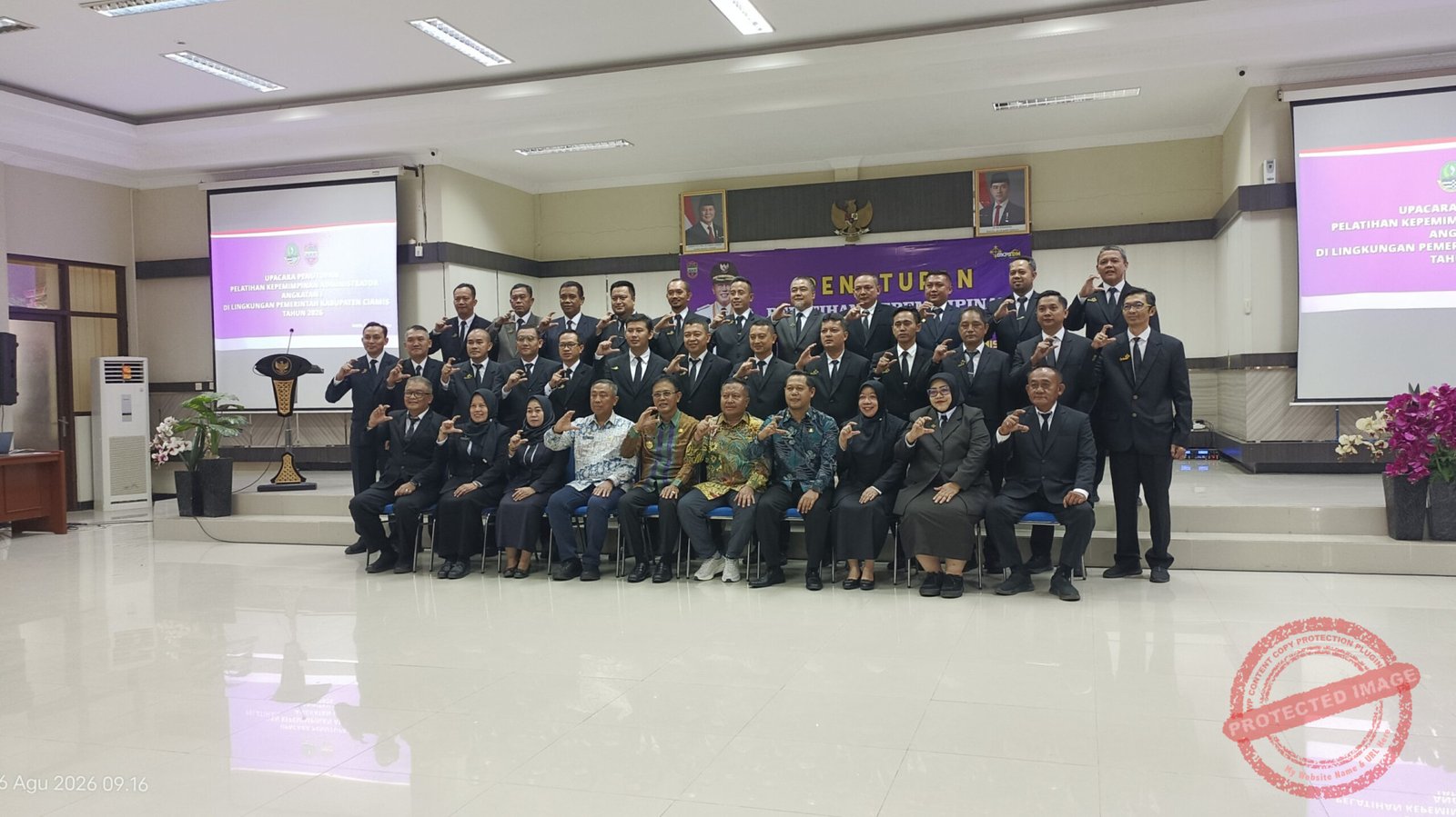 Penutupan Pelatihan Kepemimpinan Administrator (PKA) Angkatan I Tahun 2026 di Aula BKPSDM Ciamis. (Dok, foto. Kondusif.com)