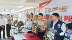 Kapolres Ciamis AKBP Eko Iskandar saat konferensi pers pengungkapan kasus narkoba di Mapolres Ciamis, Senin (31/8/2026). Polisi menyita 36,67 gram sabu dan mengungkap adanya jaringan peredaran sabu lintas provinsi.