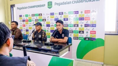 Faris, pemain PSGC Ciamis, menyampaikan kondisi tim dan kesiapan mental pemain muda menjelang laga menghadapi Semen Padang pada pekan ketiga Pegadaian Championship 2026-2027 di Stadion Galuh Ciamis, Jumat (25/9/2026).
