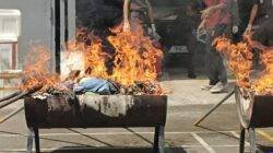Pembakaran barang bukti perkara inkracht Kejari Ciamis. (Dok, foto. Kondusif.com)