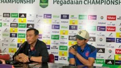 Pelatih PSIS Semarang, Widodo Cahyono Putro dan Pemain Hari Nur saat konferensi pers usai laga melawan PSGC Ciamis. (Dok, foto. Kondusif.com)