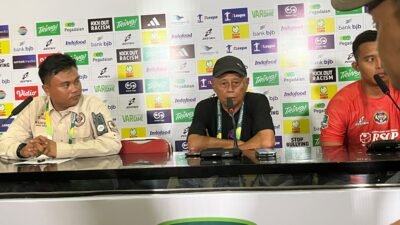 Pelatih PSGC Ciamis, Heri Kiswanto saat konferensi pers usai laga menghadapi PSIS Semarang. (Dok, foto. Kondusif.com)