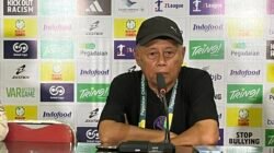 Pelatih PSGC Ciamis, Heri Kiswanto saat konferensi pers usai laga menghadapi PSIS Semarang. (Dok, foto. Kondusif.com)